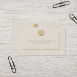 Beige Linen & Guld Logotyp & Typografi Visitkort
