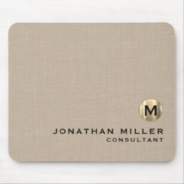 Beige Linen Guld Monogram Musmatta