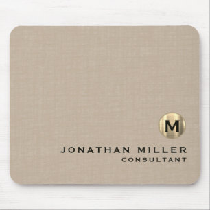 Beige Linen Guld Monogram Musmatta