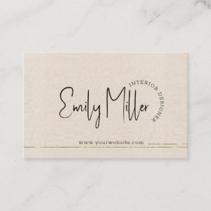 Beige Linen inredingsdesign QR Code Guld accent Visitkort