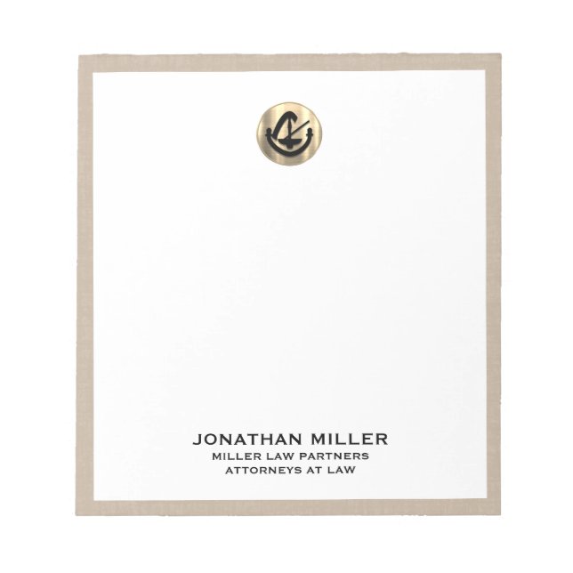 Beige Linen Legal Anteckningsblock (Framsida)