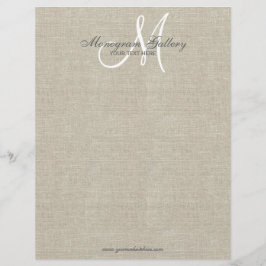 Beige Linen Monogram Business Logotyp Letterhead