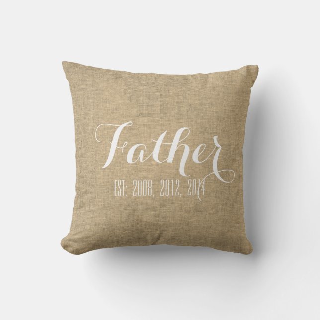 Beige Linen Personlig Fars dag Kudde (Framsida)