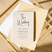 Beige linen Simple Black Script Wedding Investige
