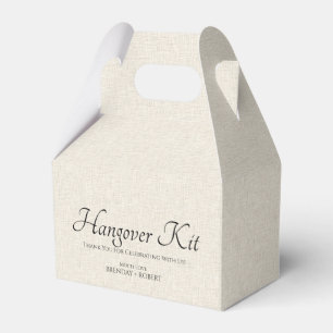 Beige linen Simple Script Hangover Recovery Kit Presentaskar