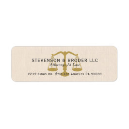 Beige Linen Struktur & Guld Justice Returadress Etikett