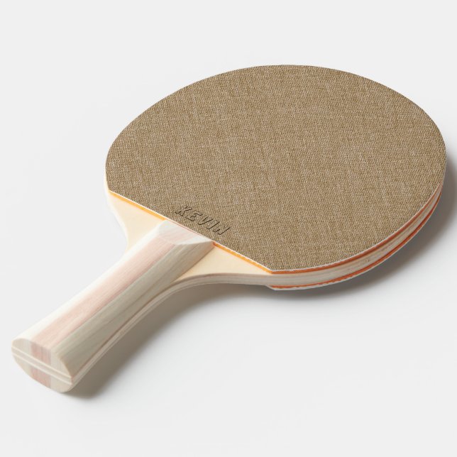 Beige linen struktur minimal monogram pingisracket (Ryggvinkel)