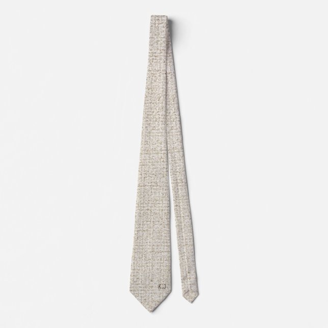 Beige Linen Struktur Monogram Slips (Framsida)