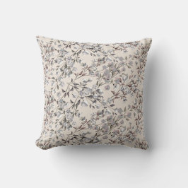 Beige linne & grått elegant fint blomster mönster kudde