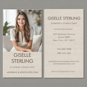 Beige Linne Minimalistisk Professionell Foto Moder Visitkort