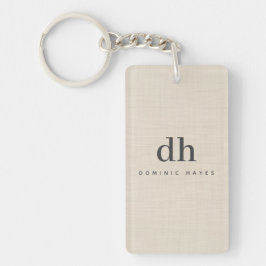 Beige Linnekräm Textur Minimal Elegant Monogram