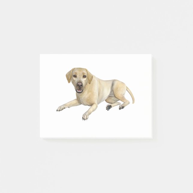 Beige ljuga för den Labrador hunden besegrar Post-it Block (Framsida)