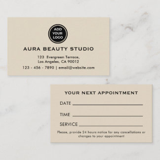 Beige Logotyp Kontakt Affärs Möteskort Tidsbeställning Kort