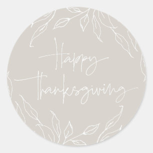 Beige Löv Motif Happy thanksgiving Runt Klistermärke