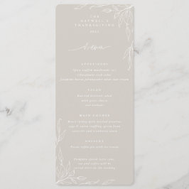 Beige Löv Motif Thanksgiving Flat 4 Course Meny