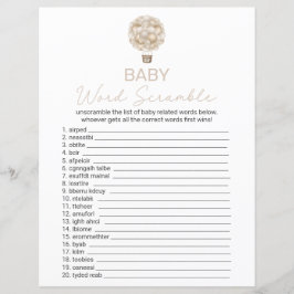 Beige Luftballong Baby Shower Ord Scramble