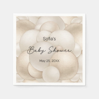 Beige Luftballong Baby Shower Pappersservett