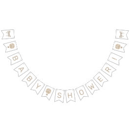 Beige Luftballong Baby Shower Vimplar