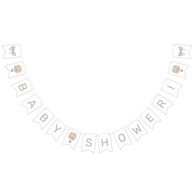 Beige Luftballong Baby Shower Vimplar (Alla)