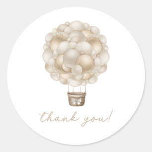 Beige Luftballong Boho Baby Shower Runt Klistermärke