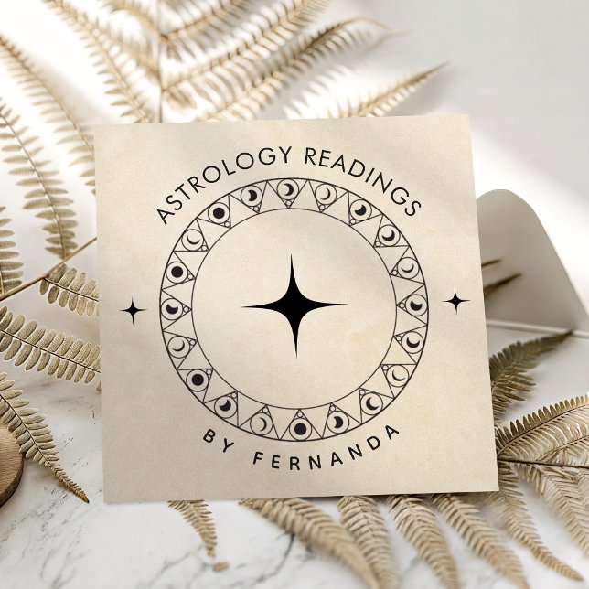Beige måncykel astrologi läsningar andlig sand fyrkantigt visitkort (Skapare uppladdad)