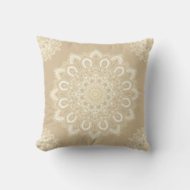 Beige Mandala Mönster dekorativ Kudde