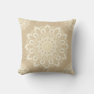 Beige Mandala Mönster dekorativ Kudde