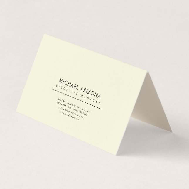 Beige & Mandel minimalistisk enkel premium linnedr Visitkort (Framsida)