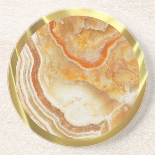 Beige Marble Stone Guld Gräns Underlägg (Framsidan)