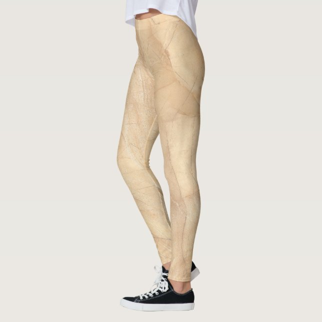 Beige Marble Stone Leggings (Vänster)