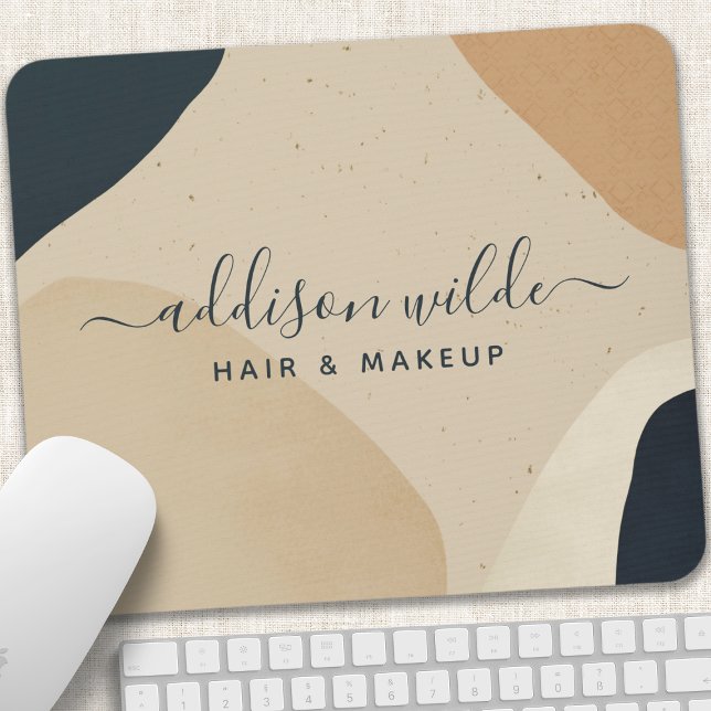 Beige marinblå moderna abstrakta former neutral musmatta (Skapare uppladdad)