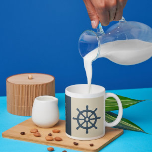 beige marinblått skeppshjul Familjenamn grundad År Kaffemugg
