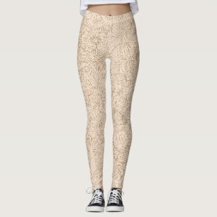 Beige med Brown Blommigt Snöre Mönster Leggings
