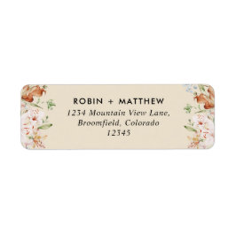 Beige med Earthy Blooms Bröllop Returadress Etikett