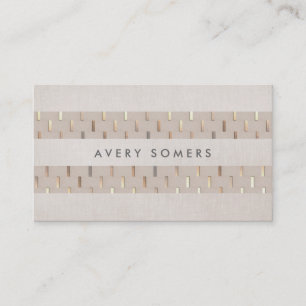 Beige med Guld Mönster Stripe Faux Linen Visitkort