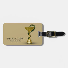 Beige Medical Bowl Hygieia Guld Snake Caduceus Bagagebricka