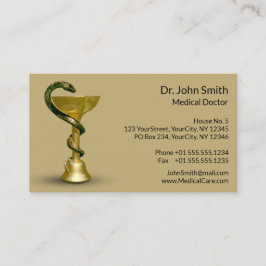 Beige Medical Bowl Snake Hygieia Guld Caduceus Tidsbeställning Kort