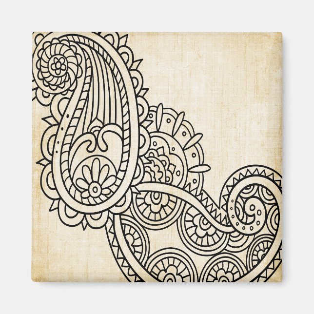 Beige Mehndi Motif Magnet (Framsidan)
