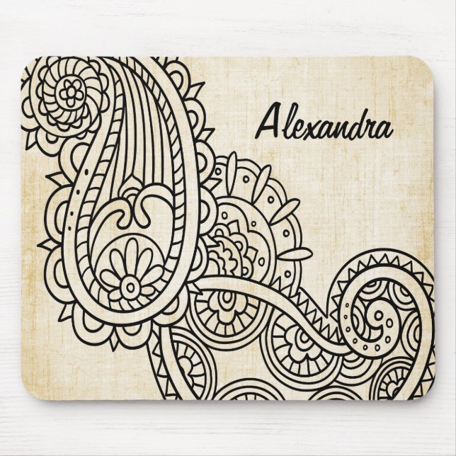 Beige Mehndi Motif Mousepad Musmatta (Framsidan)