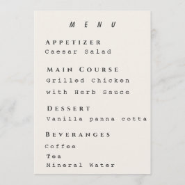 Beige Menu Template Modern Simple Wedding Meny