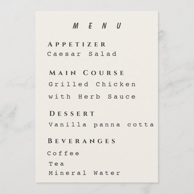 Beige Menu Template Modern Simple Wedding Meny (Framsida)