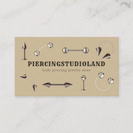 Beige metall smyckeskonstnär kroppspiercing visitkort
