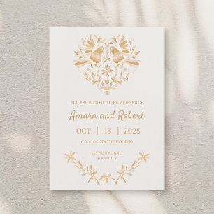BEIGE MEXICAN OTOMI HEART MEDDELANDE