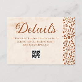 Beige Mexican Wedding Details QR code Tilläggskort