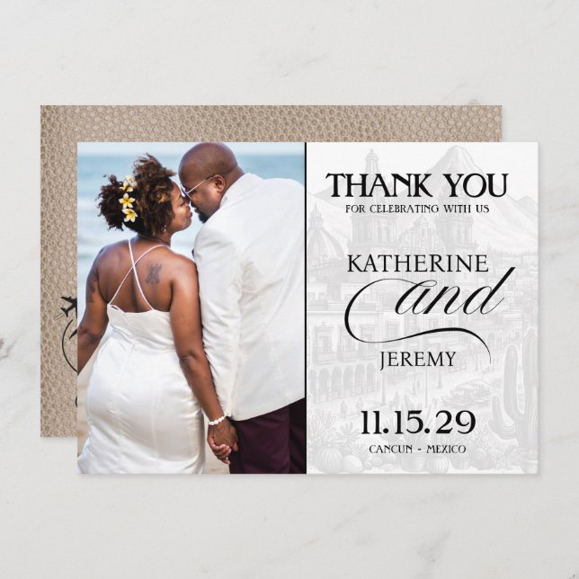 Beige Mexico Passport Tack Kort (Fram/baksida)