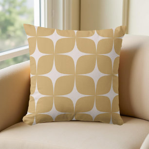 Beige Mid Century Modern Vintage Boho Geometric Kudde