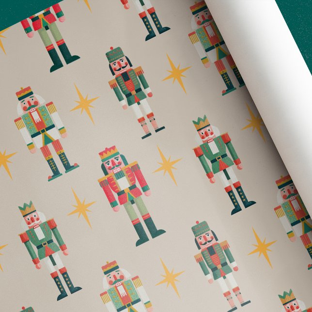 Beige Midcentury Retro Nutcracker Christmas  Presentpapper (Skapare uppladdad)