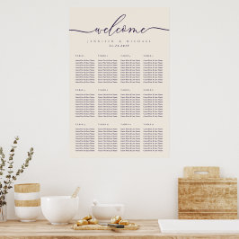 Beige midnattslila välkomstminimalistisk sittplats poster