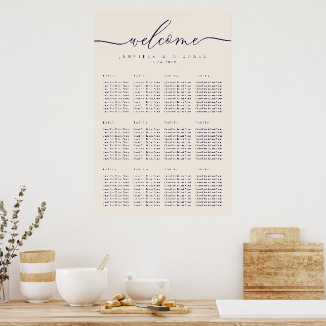 Beige midnattslila välkomstminimalistisk sittplats poster (Kök)