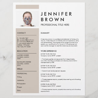 Beige Minimal återuppta cv med fotografi